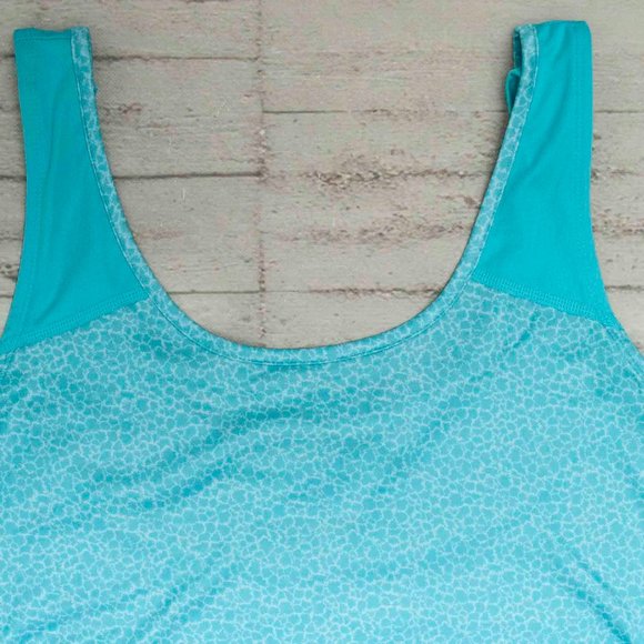 Columbia Omni-Shade Aqua Leopard Print Strappy Back Workout Top size S - Picture 6 of 8
